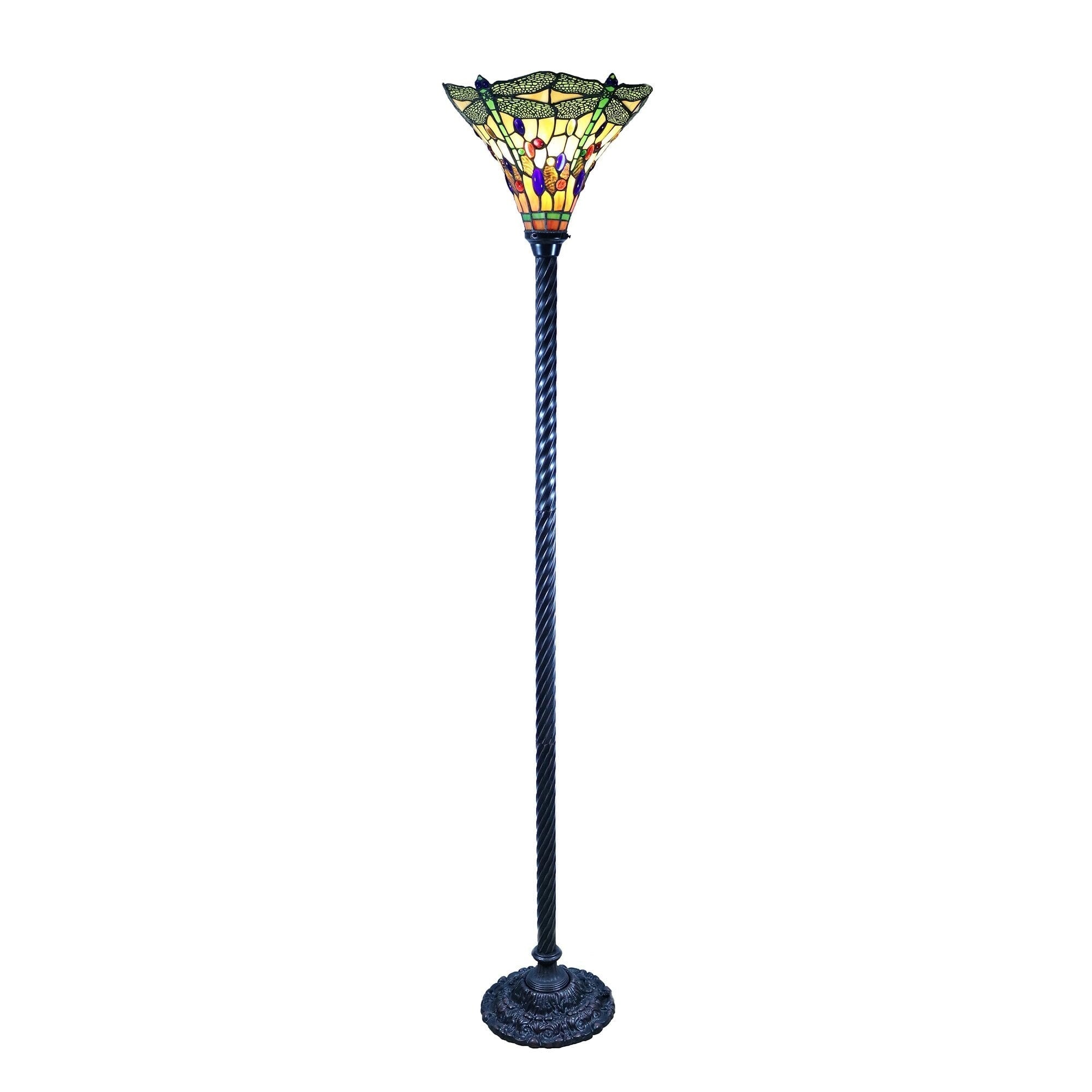 Tiffany-style Dragonfly Torchiere Lamp