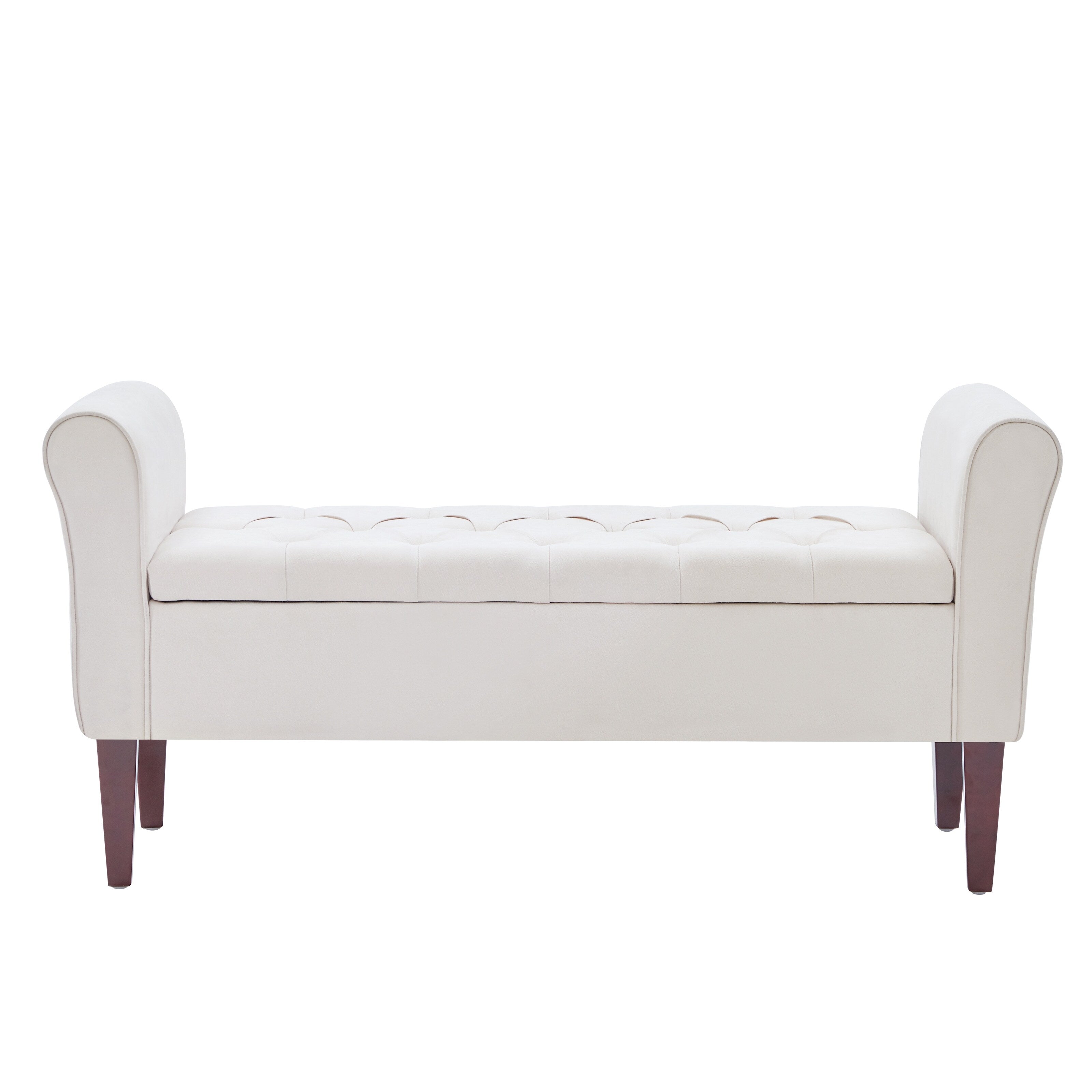 Upholstered Storage Bench Arm Bench Entryway Bench with Tufted Flip Top 50.4 Inches