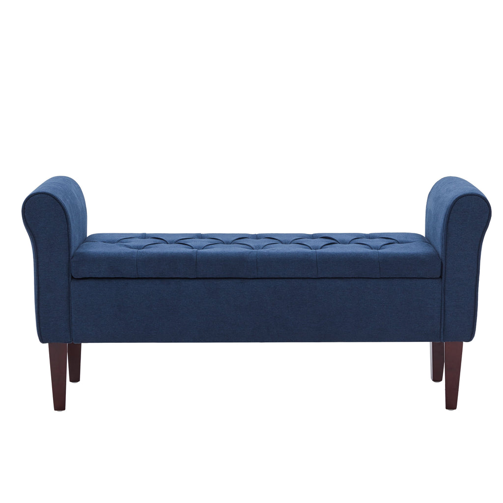Upholstered Storage Bench Arm Bench Entryway Bench with Tufted Flip Top 50.4 Inches