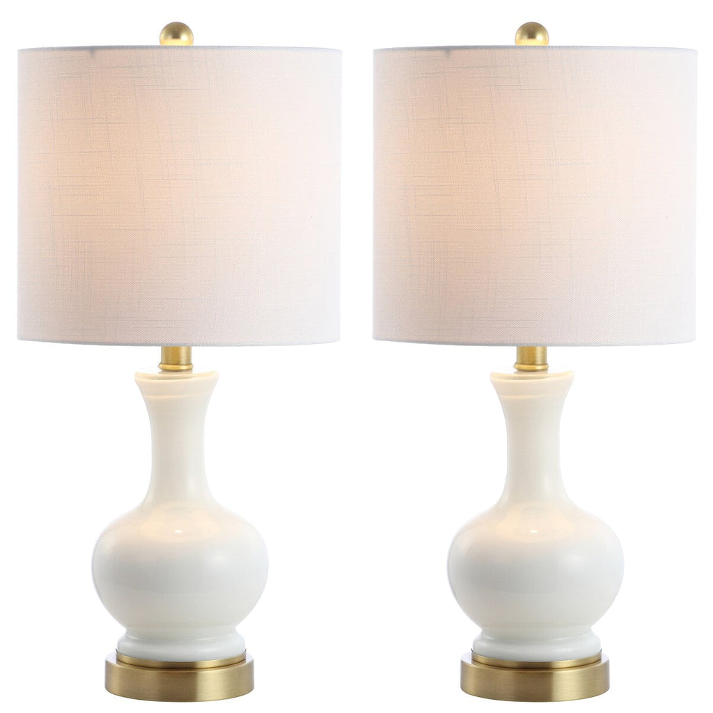 Vermont 22 Glass/Metal LED Table Lamp, White (Set of 2) by JONATHAN Y