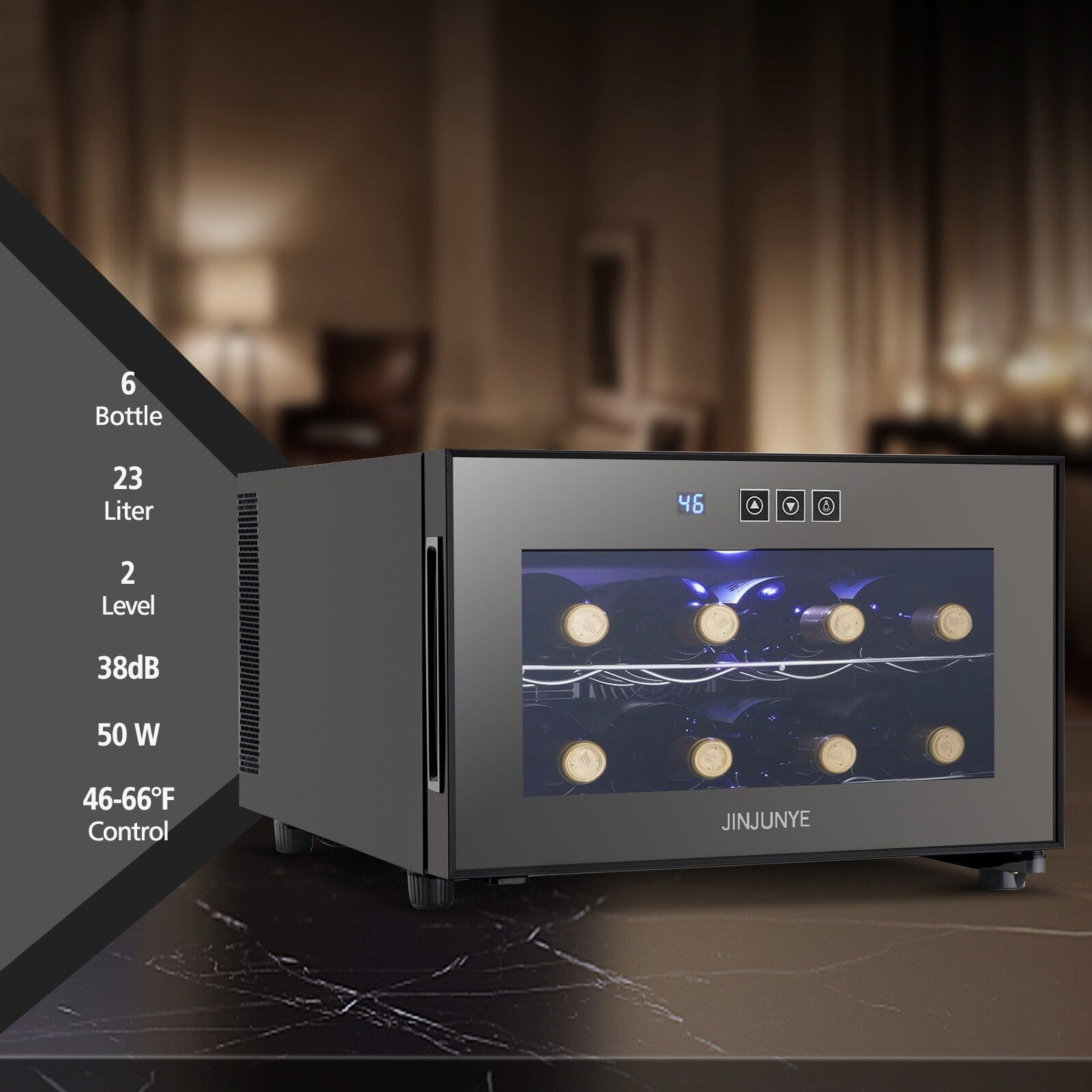 Versatile 8 - bottle Beverage Cooler(46 - 66°F): Sleek Design and Ultra - quiet Operation for Home Use