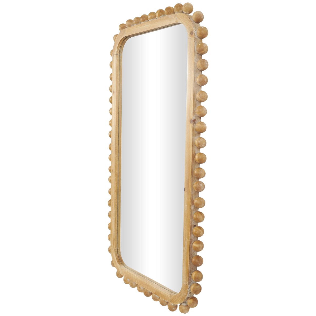 Wood Wall Mirror with Beaded Frame - Brown - Roche River Decor