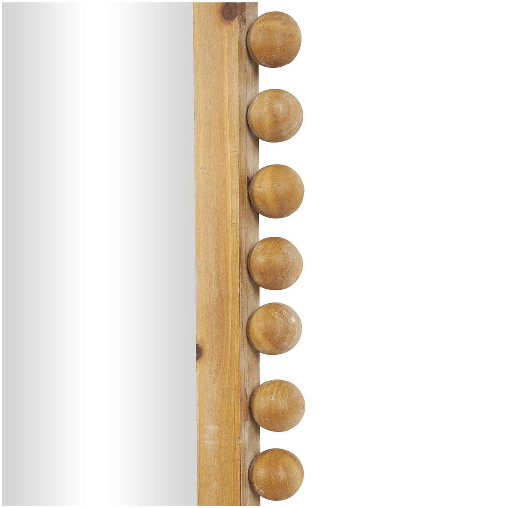 Wood Wall Mirror with Beaded Frame - Brown - Roche River Decor