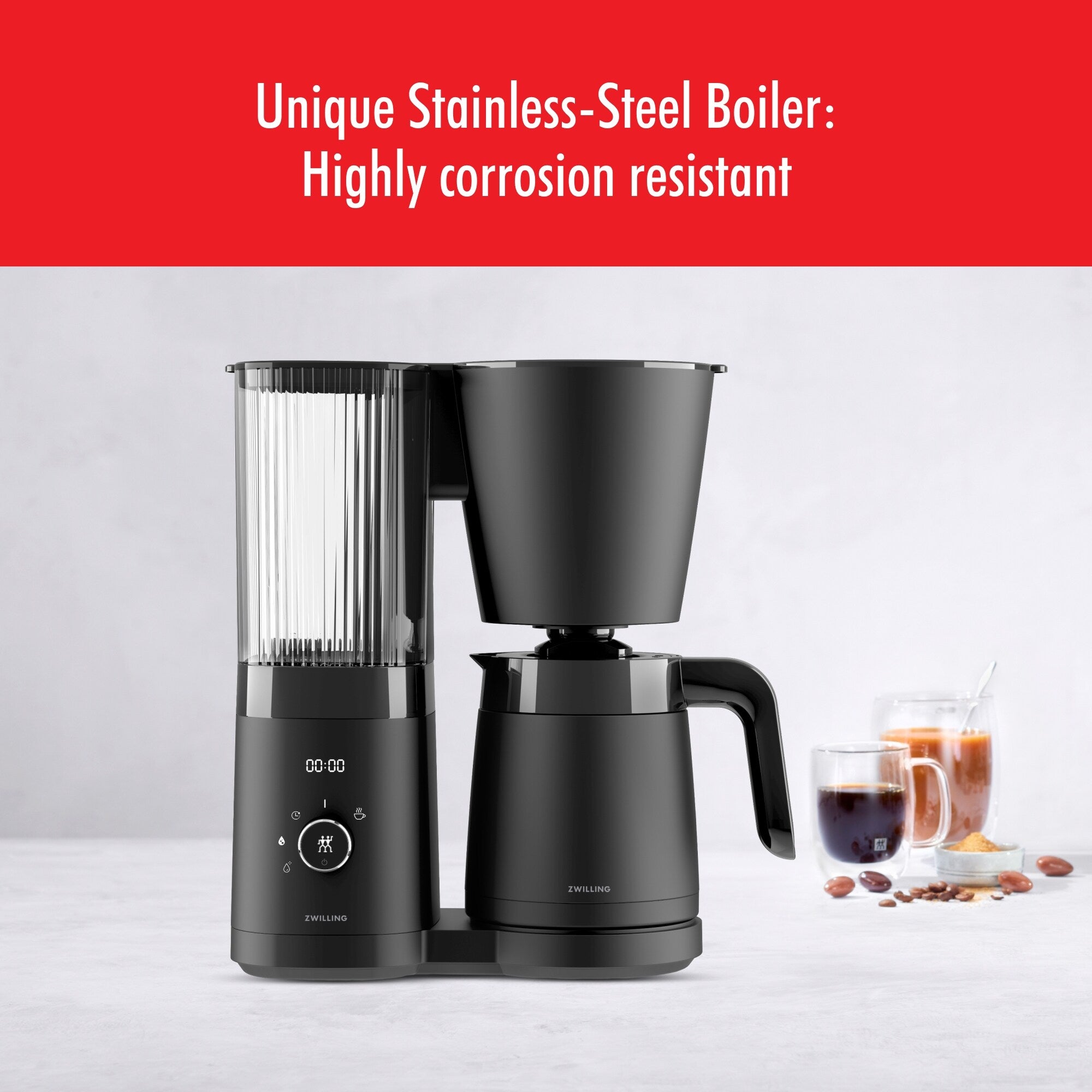 ZWILLING Enfinigy Drip Coffee Maker with Thermo Carafe 10 Cup, Awarded the SCA Golden Cup Standard - 2.5-qt